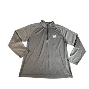 Majestic Milwaukee Brewers Men's 1/4 Zip Pullover Cool Base Gray XL MLB